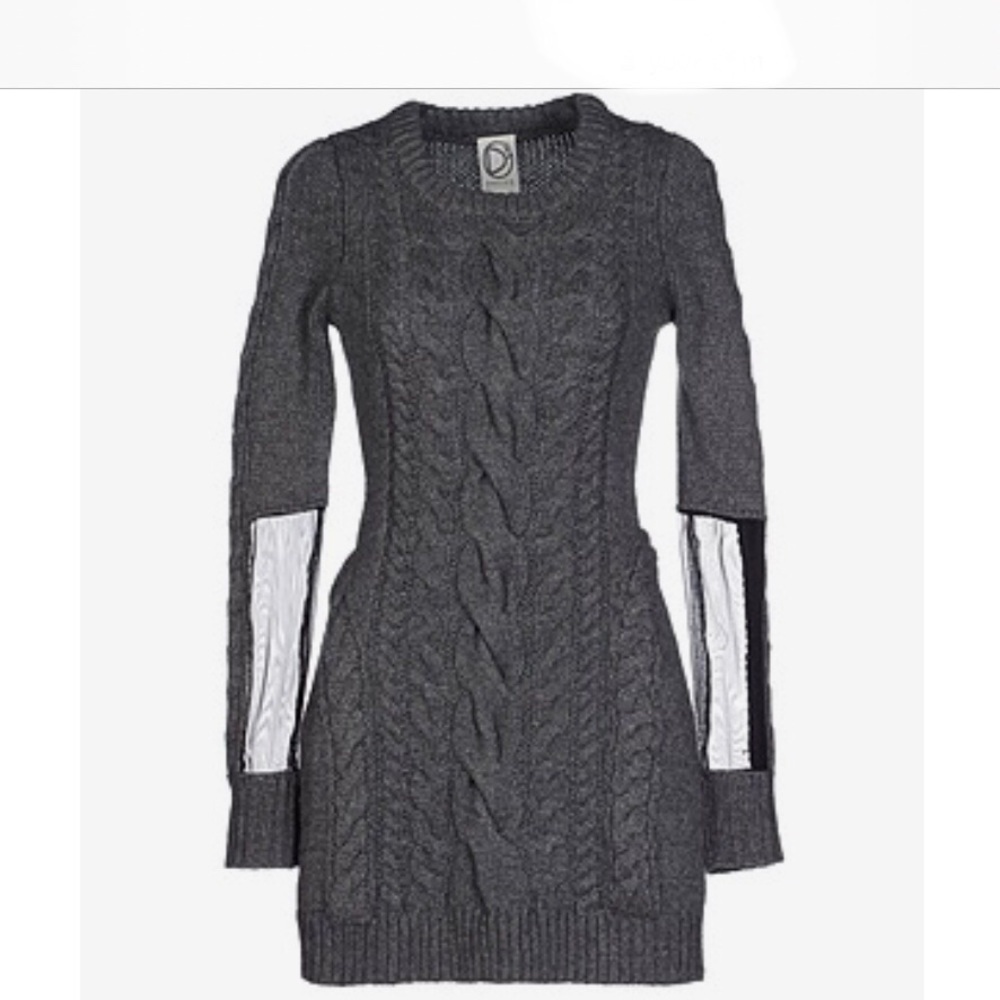 Cable Sweater Mini with black Mesh Cut Out Sleeves